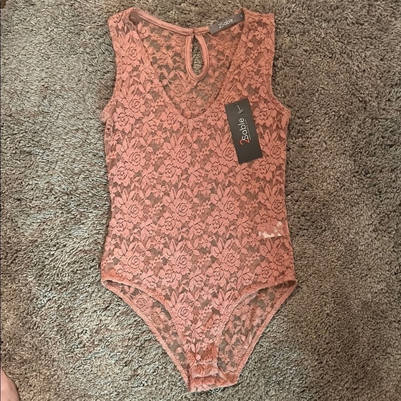 NWT Mauve Lace Bodysuit One Piece - Picture 1 of 2